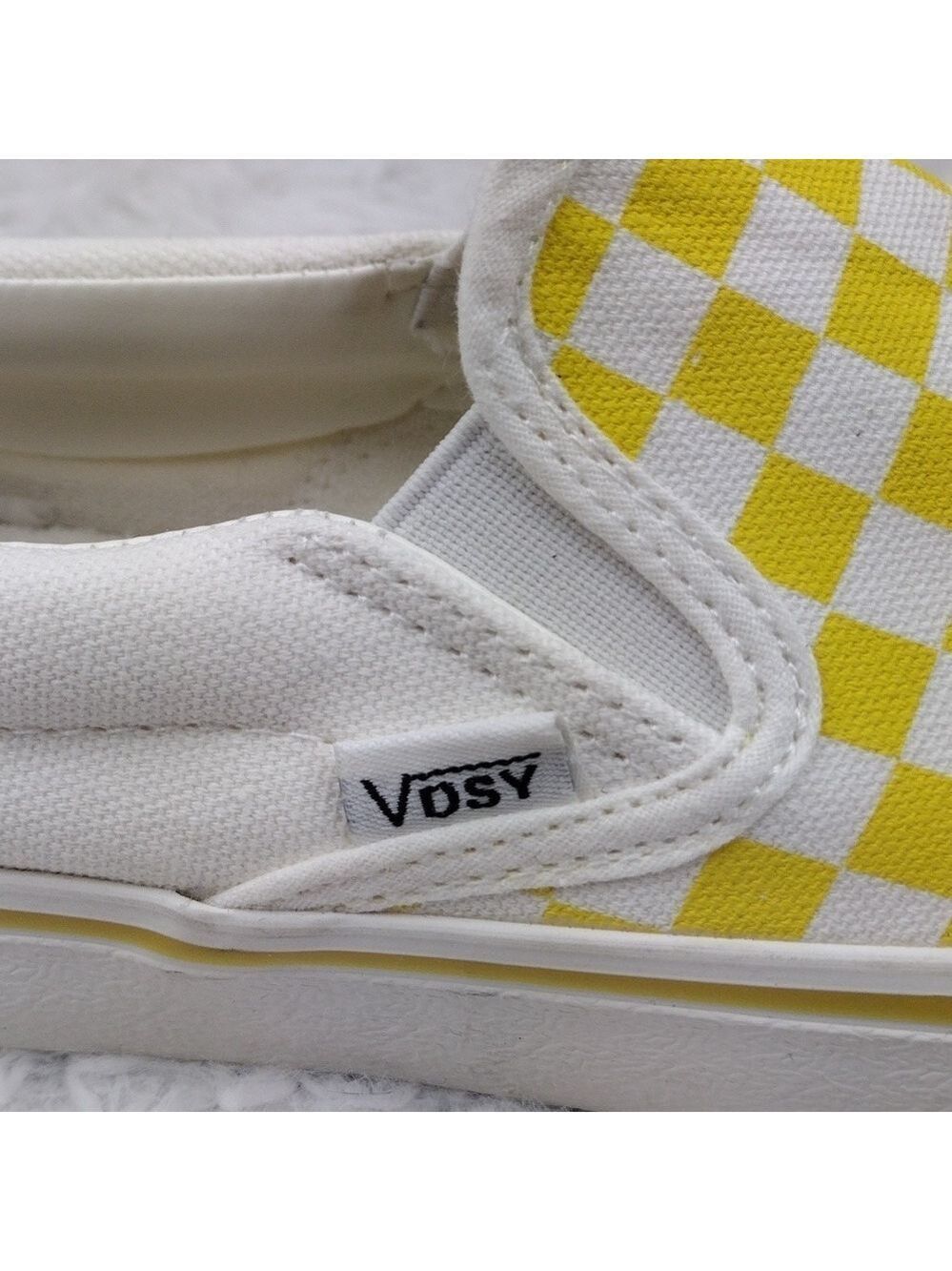 Vans DSY Off The Word Yellow Checkered Canvas Round Toe Low Top Slip-On Sneaker - Picture 13 of 16